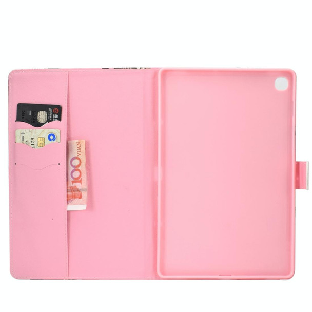 For Samsung Galaxy Tab A 10.1 (2019) T510/T515 Colored Drawing Pattern Horizontal Flip PU Leatherette Case with Holder & Card Slot(Crown Cat)