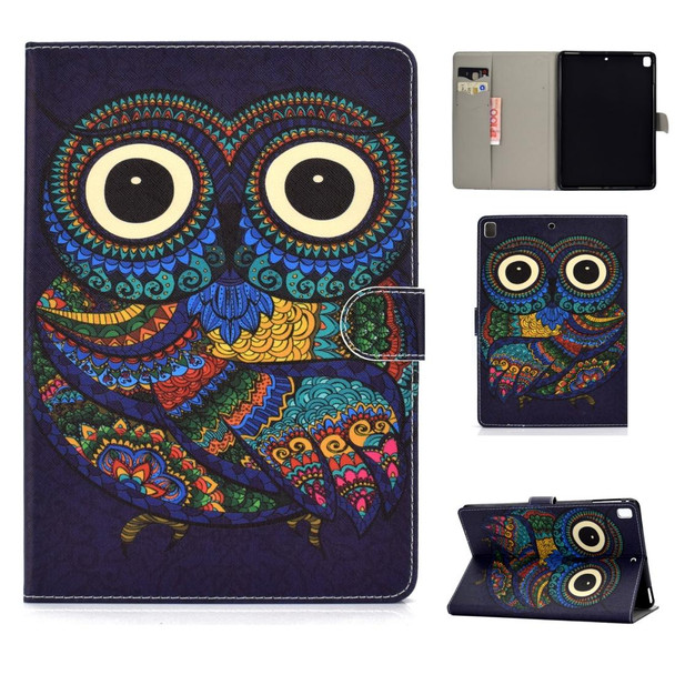 For iPad 9.7 (2017/2018) & Air 2 & Air Colored Drawing Pattern Horizontal Flip PU Leatherette Case with Holder & Card Slot & Sleep / Wake-up Function(Owl)