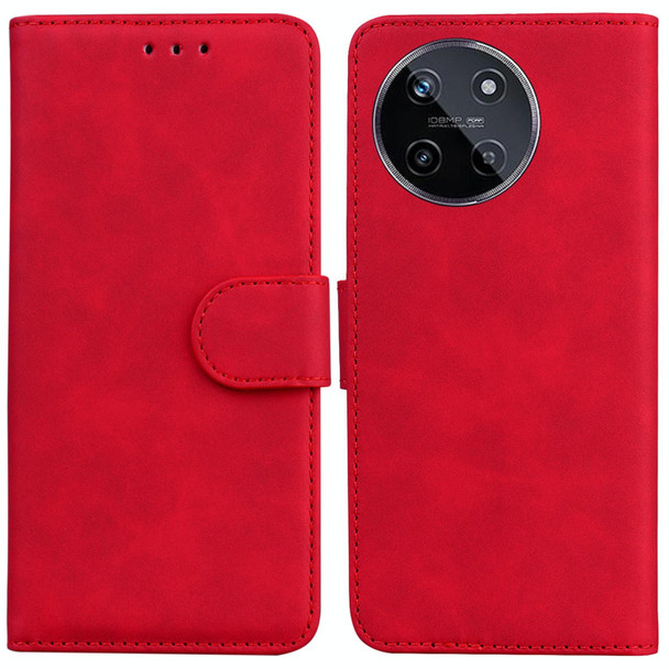 For Realme 11 4G Global Skin Feel Pure Color Flip Leatherette Phone Case(Red)