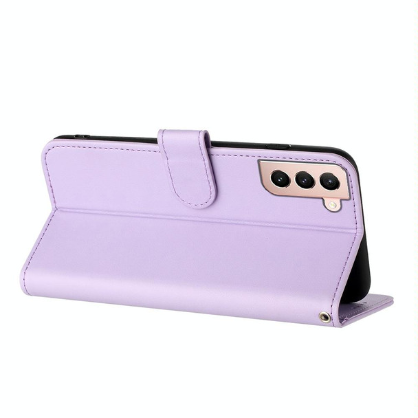 For Samsung Galaxy S21+ Datura Flower Embossed Flip Leatherette Phone Case(Purple)