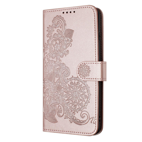 For Samsung Galaxy S20 Ultra Datura Flower Embossed Flip Leatherette Phone Case(Rose Gold)