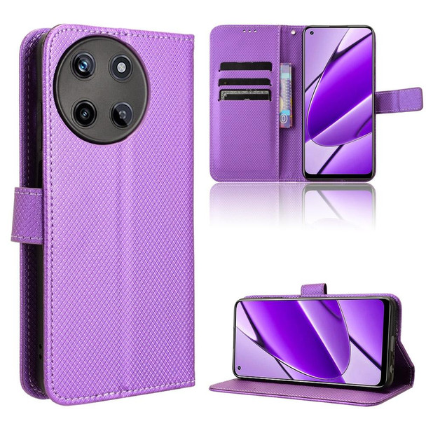 For Realme 11 4G Foreign Diamond Texture Leatherette Phone Case(Purple)