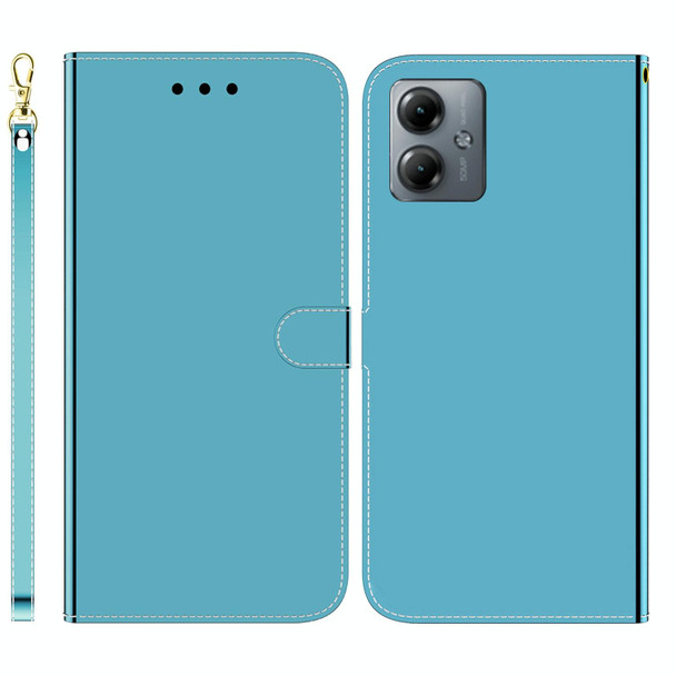 For Motorola Moto G14 Imitated Mirror Surface Leatherette Phone Case(Blue)