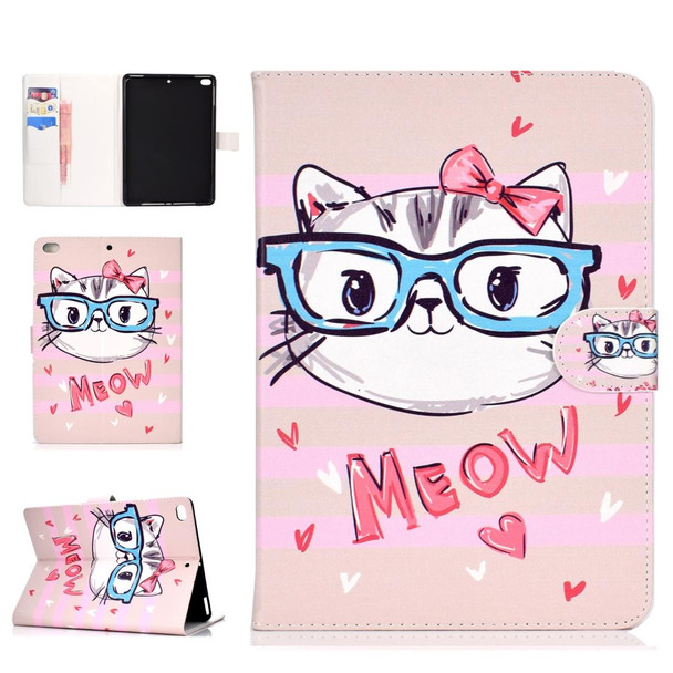 For iPad 10.2 Colored Drawing Pattern Horizontal Flip PU Leatherette Case with Holder & Card Slot & Sleep / Wake-up Function(Loving Cat)