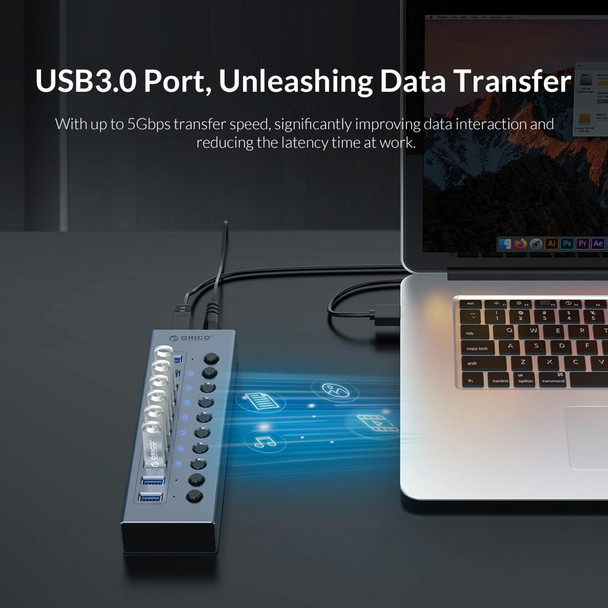 ORICO BT2U3-7AB-GY-BP 7 Ports USB 3.0 HUB with Individual Switches(US Plug)