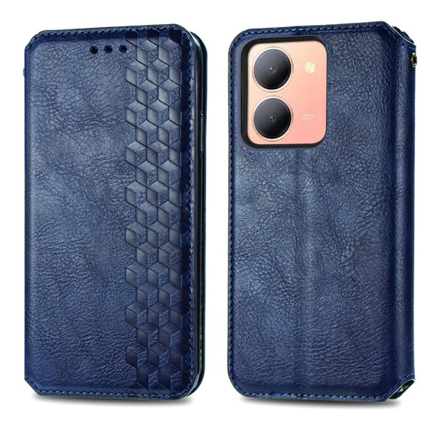 For vivo Y78 Cubic Grid Pressed Magnetic Leather Phone Case(Blue)