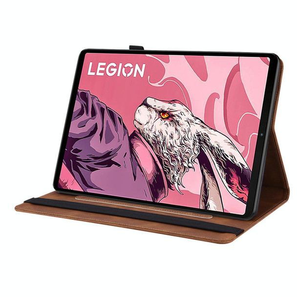 For Lenovo Legion Y700 2023 Butterfly Flower Embossed Leatherette Tablet Case(Brown)