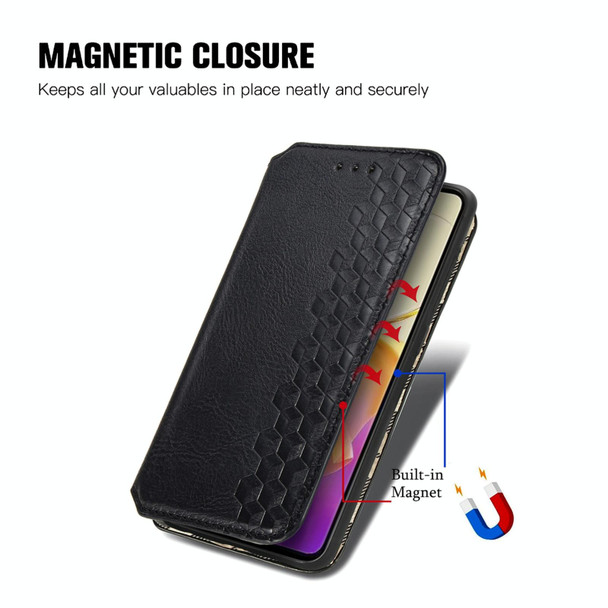 For vivo Y78 Cubic Grid Pressed Magnetic Leather Phone Case(Black)