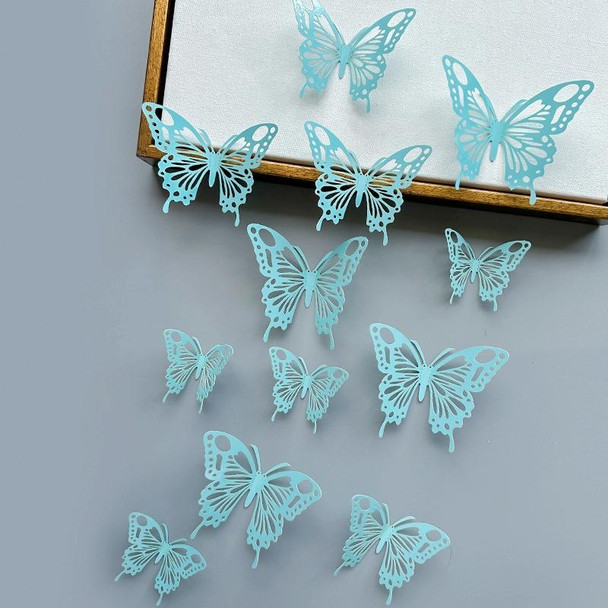 12pcs /Set 3D Simulation Skeleton Butterfly Stickers Home Background Wall Decoration Art Wall Stickers, Type: A Type Blue