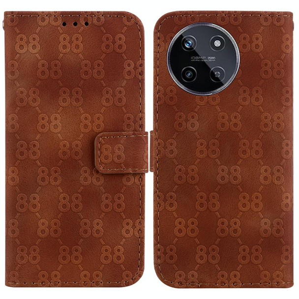 For Realme 11 4G Global Double 8-shaped Embossed Leatherette Phone Case(Brown)