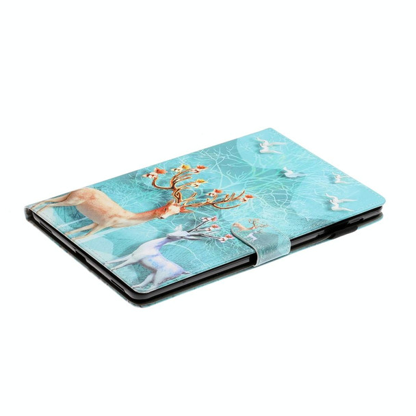 For Samsung Galaxy Tab A 10.1 (2019) T515 / T510 Colored Drawing Pattern Horizontal Flip PU Leatherette Case with Holder & Card Slot(Sika Deer)