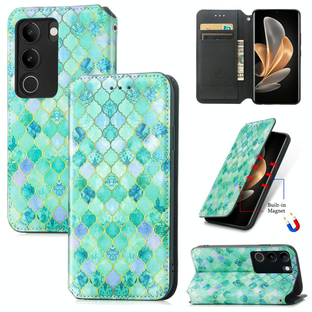 For vivo S17 CaseNeo Colorful Magnetic Leatherette Phone Case(Emeralds)