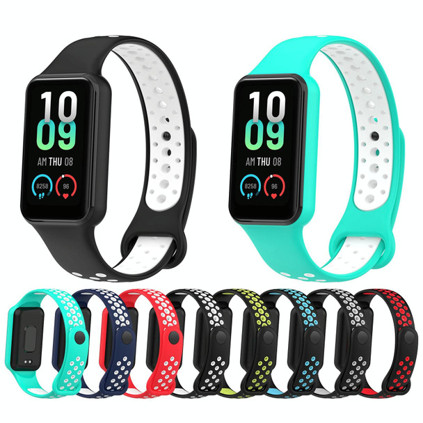 For Xiaomi Smart Band 8 Active Dual Color Breathable Sports Silicone Watch Band(Blue White)