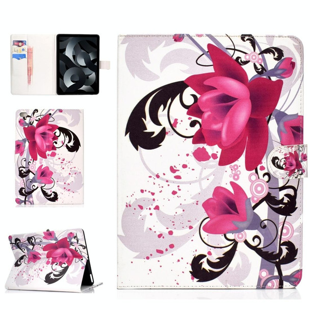 For iPad mini1 / 2 / 3 / 4 Colored Drawing Pattern Horizontal Flip PU Leatherette Case with Holder & Card Slot & Sleep / Wake-up Function(Flowers)