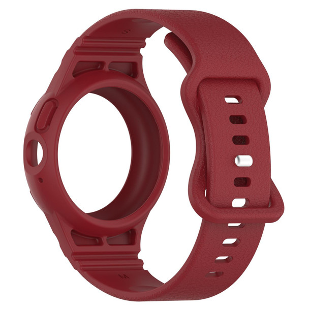 For Goolge  Pixel Watch 2 Leatherette Texture Silicone Integrated Watch Band(Wine Red)