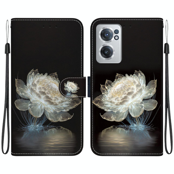 For OnePlus Nord CE 2 5G Crystal Texture Colored Drawing Leatherette Phone Case(Crystal Peony)