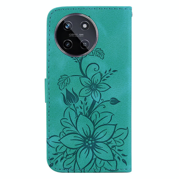 For Realme 11 4G Global Lily Embossed Leatherette Phone Case(Green)