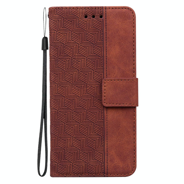 For Realme 11 4G Global Geometric Embossed Leatherette Phone Case(Brown)