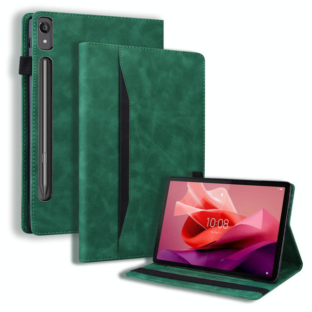 For Lenovo Tab P12 12.7 Splicing Shockproof Leatherette Tablet Case(Green)