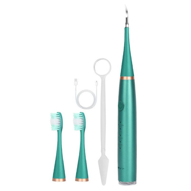 6 In 1 Electric Dental Scaler Calculus Removal Teeth Cleaning Set, Color: Green Basic