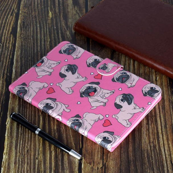 For Samsung Galaxy Tab A 10.1 (2019) T510/T515 Colored Drawing Pattern Horizontal Flip PU Leatherette Case with Holder & Card Slot(Love Dog)