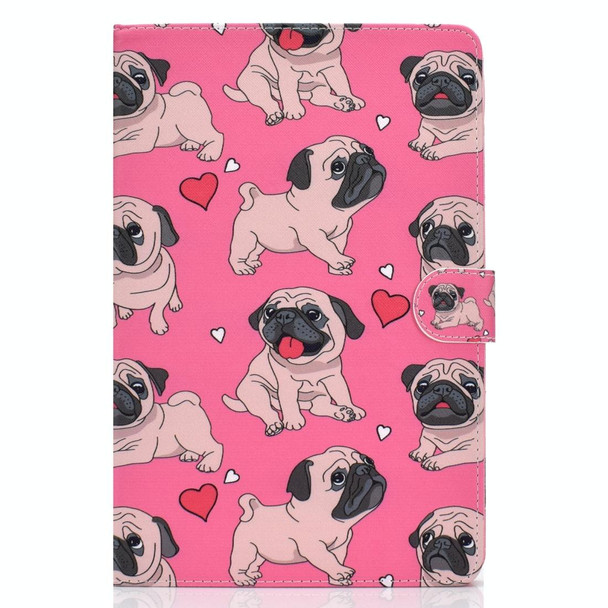 For Samsung Galaxy Tab A 10.1 (2019) T510/T515 Colored Drawing Pattern Horizontal Flip PU Leatherette Case with Holder & Card Slot(Love Dog)