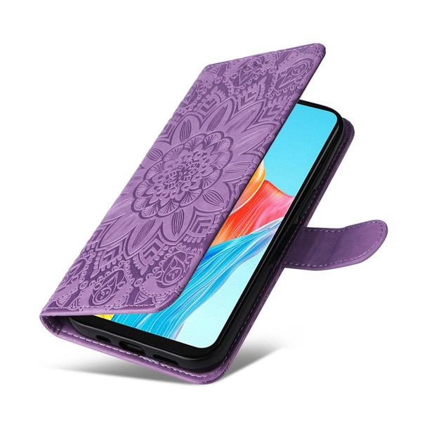 For OPPO A38 4G / A18 4G Global Embossed Sunflower Leatherette Phone Case(Purple)