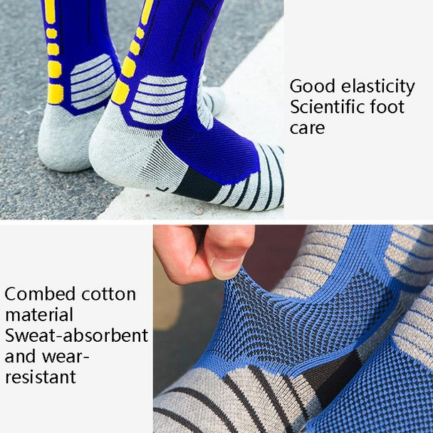 2 Pairs Length Tube Basketball Socks Boxing Roller Skating Riding Sports Socks, Size: XL 43-46 Yards(Orange Blue)