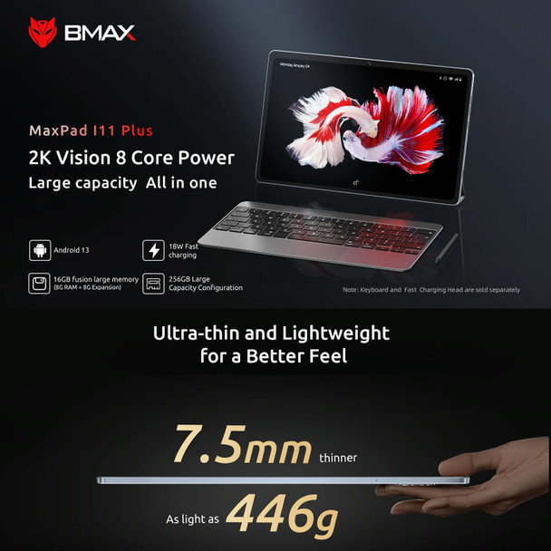 BMAX MaxPad i11 Plus, 8GB+256GB , 10.4 inch Android 13 OS Unisoc T606 Octa Core Support Dual SIM 4G Network(EU Plug)