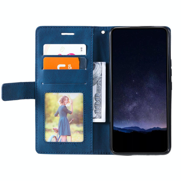 For Redmi 12 4G Skin Feel Splicing Leatherette Phone Case(Blue)