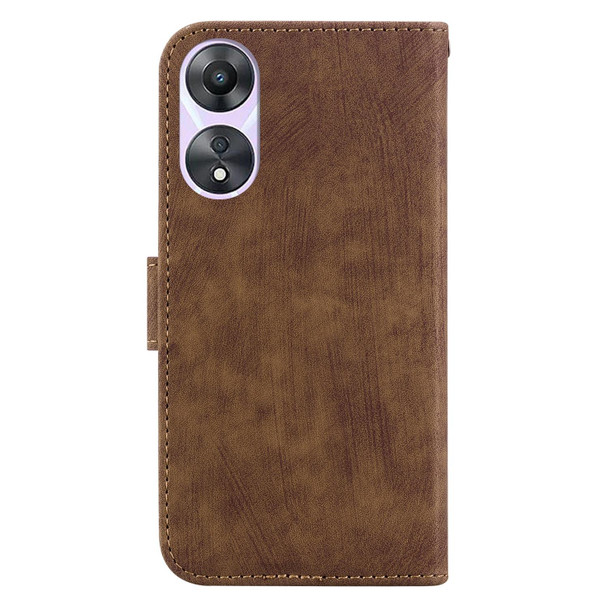 For OPPO A58 4G Little Tiger Embossed Leatherette Phone Case(Brown)