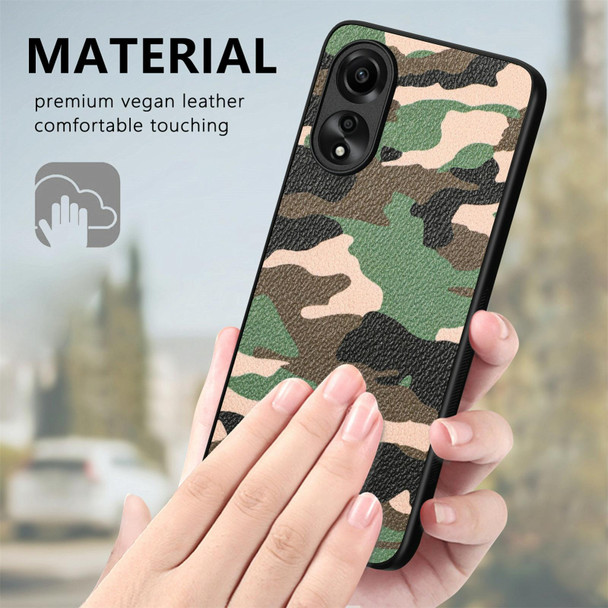 For OPPO A78 4G Retro Camouflage Leatherette Back Phone Case(Brown)