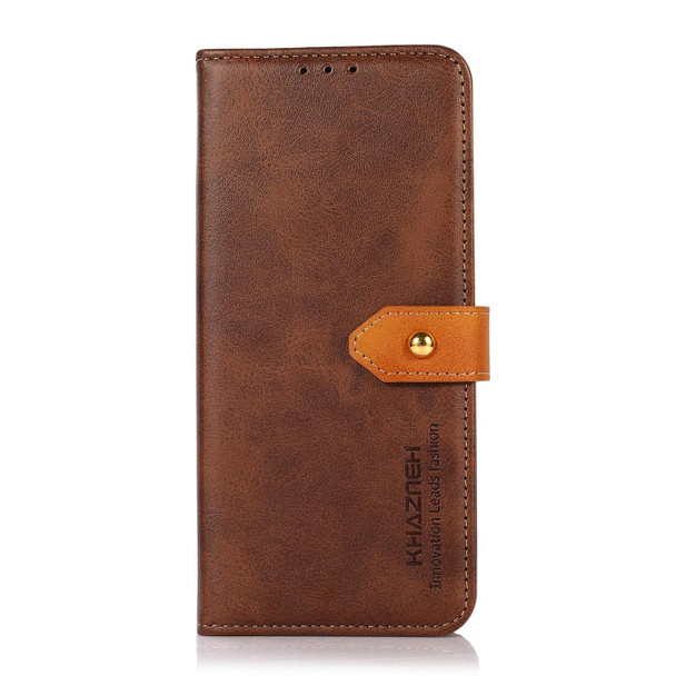 For Samsung Galaxy S24 Ultra 5G KHAZNEH Dual-color Cowhide Texture Flip Leatherette Phone Case(Brown)