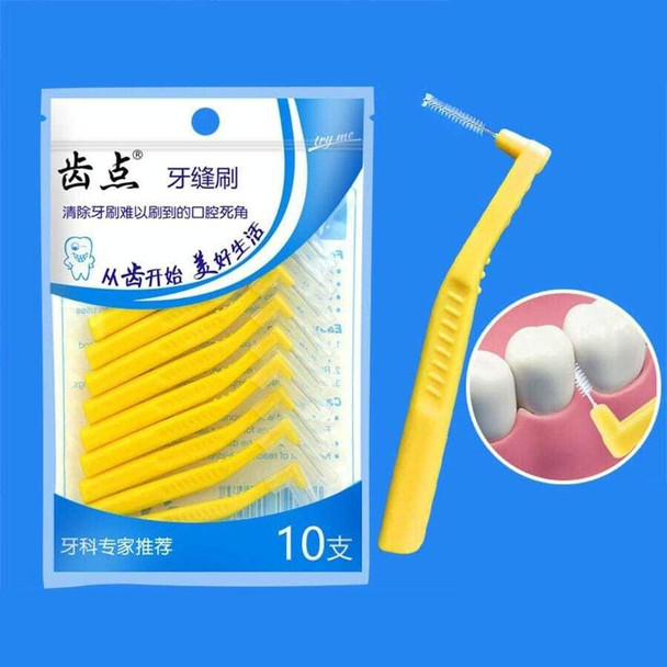 10pcs /Pack Orthodontic Teeth Interdental Brushes Dental Brace Wire Soft Bristles(Yellow)