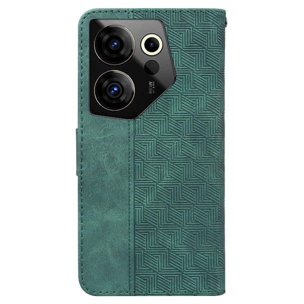 For Tecno Camon 20 Premier 5G Geometric Embossed Leatherette Phone Case(Green)