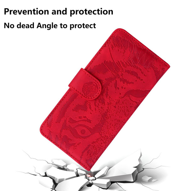 For Tecno Camon 20 Premier 5G Tiger Embossing Pattern Flip Leatherette Phone Case(Red)