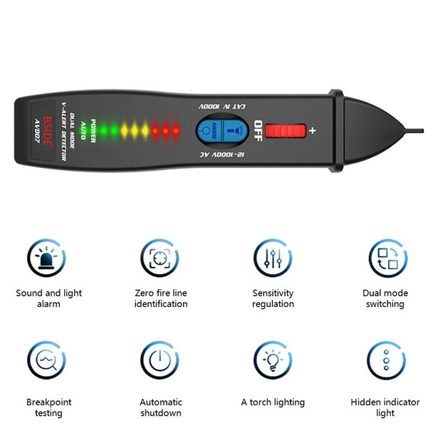 BSIDE AVD07 Smart Dual Mode Electric Pen Non-Contact Break-Point Sensing AC Voltage Tester