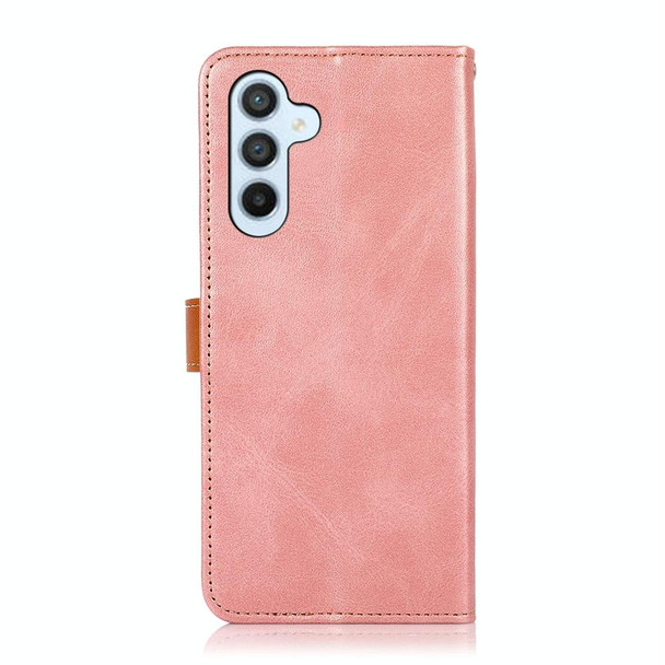 For Samsung Galaxy S24 5G KHAZNEH Dual-color Cowhide Texture Flip Leatherette Phone Case(Rose Gold)