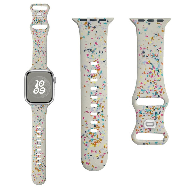 For Apple Watch SE 44mm Floral Silicone Watch Band(Starlight)