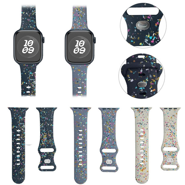 For Apple Watch SE 44mm Floral Silicone Watch Band(Starlight)
