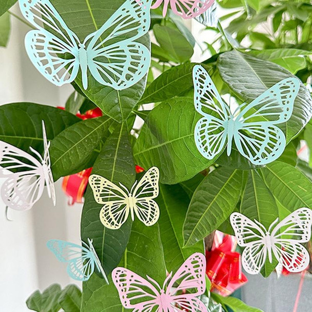 12pcs /Set 3D Simulation Skeleton Butterfly Stickers Home Background Wall Decoration Art Wall Stickers, Type: A Type Pink