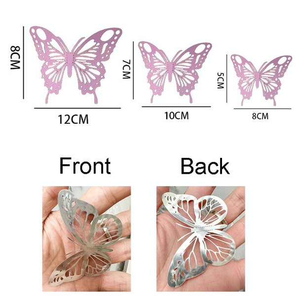 12pcs /Set 3D Simulation Skeleton Butterfly Stickers Home Background Wall Decoration Art Wall Stickers, Type: C Type Blue
