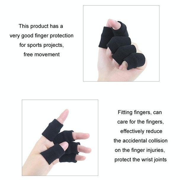 10pcs/set Basketball Riding Finger Sleeves Finger Joint Stretch Knit Sports Protectors, Color: Black