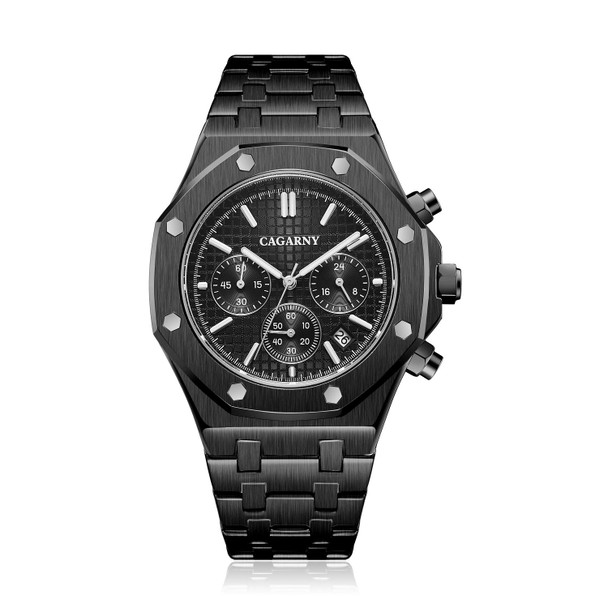 CAGARNY 6835 Men Simple Quartz Steel Band Watch(Black)