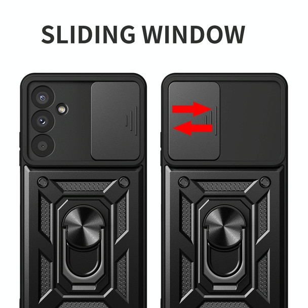 For Samsung Galaxy M14 5G Sliding Camera Cover Design TPU+PC Phone Case(Black)