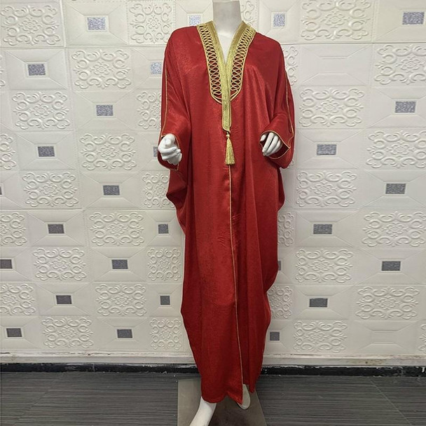 Bat Sleeve Robe Cardigan Dress (Color:Red Size:Free Size)