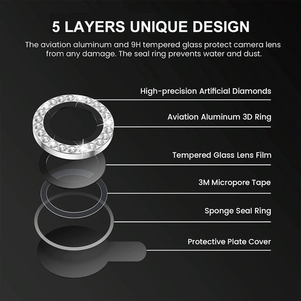 For iPhone 13 / 13 mini ENKAY AR Anti-reflection Individual Diamond Ring Camera Lens Glass Full Film(Pink)