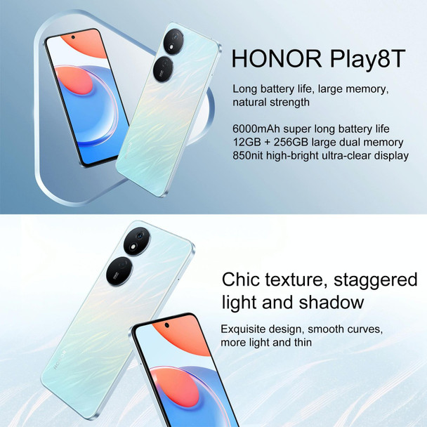 Honor Play8T, 8GB+256GB,  6.8 inch MagicOS 7.2 Dimensity 6080 Octa Core up to 2.4GHz, Network: 5G, OTG, Not Support Google Play(Silver)