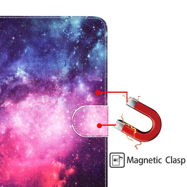 Colored Pattern Drawing Horizontal Flip PU Leatherette Case with Three-folding Holder & Sleep / Wake-up Functionfor for iPad 5 / 6 / 8(Starry sky)