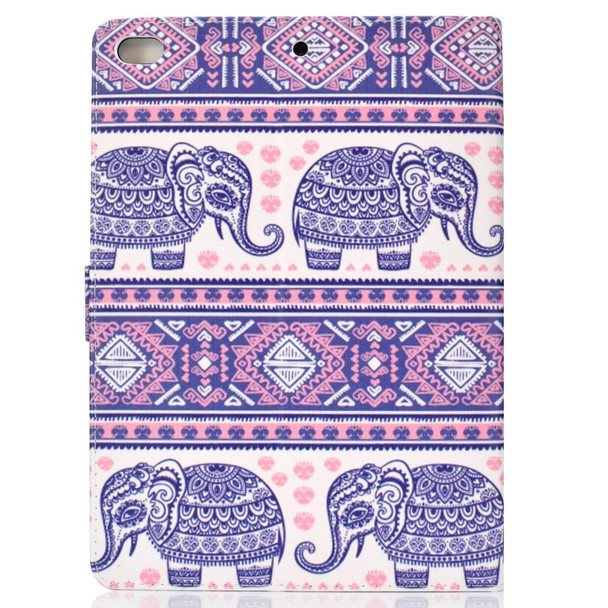 Colored Pattern Drawing Horizontal Flip PU Leatherette Case with Three-folding Holder & Sleep / Wake-up Function for iPad 5 / 6 / 8(Totem elephant)